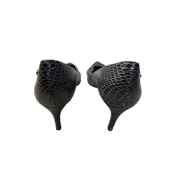 Calvin‎ Klein Size Tasha Women's Black Snakeskin Pointed Toe Pump Heels 8.5 - Picture 6 of 10